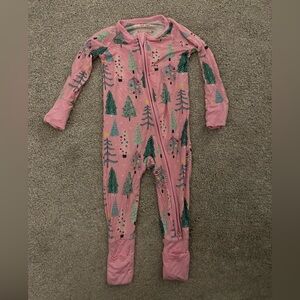 Little Sleepies HOLIDAY Pink and Green Tree Pattern Footie Pajamas